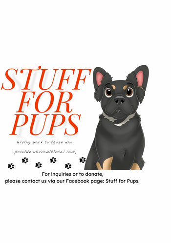 Stuff For Pups logo with illustrated black dog, representing the Stuff For Pups support merchandise collection
