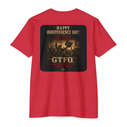 GTFO. And Take Your Tea With You. | Patriotic Historical Satire T-Shirt | Unisex CVC Jersey T-shirt