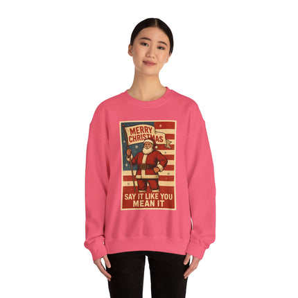 Merry Christmas Revival Sweatshirt | Say It Like You Mean It | Patriotic Holiday Crewneck by Trend Store Stop