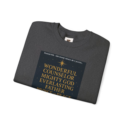 Isaiah 9:6 Nativity Sweatshirt – Wonderful Counselor, Mighty God, Everlasting Father, Prince of Peace – Religious Path Collection