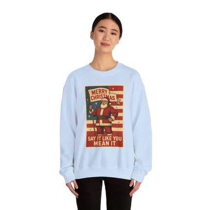 Merry Christmas Revival Sweatshirt | Say It Like You Mean It | Patriotic Holiday Crewneck by Trend Store Stop