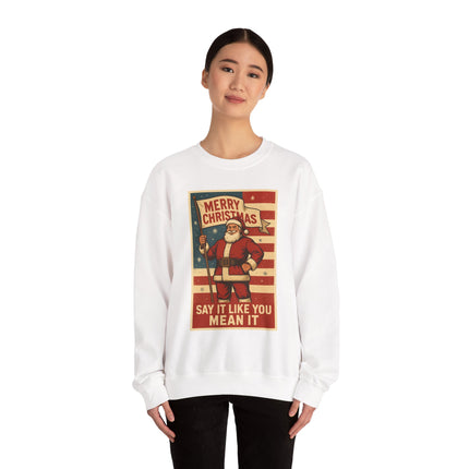 Merry Christmas Revival Sweatshirt | Say It Like You Mean It | Patriotic Holiday Crewneck by Trend Store Stop