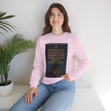 Isaiah 9:6 Nativity Sweatshirt – Wonderful Counselor, Mighty God, Everlasting Father, Prince of Peace – Religious Path Collection