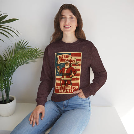 Merry Christmas Revival Sweatshirt | Say It Like You Mean It | Patriotic Holiday Crewneck by Trend Store Stop