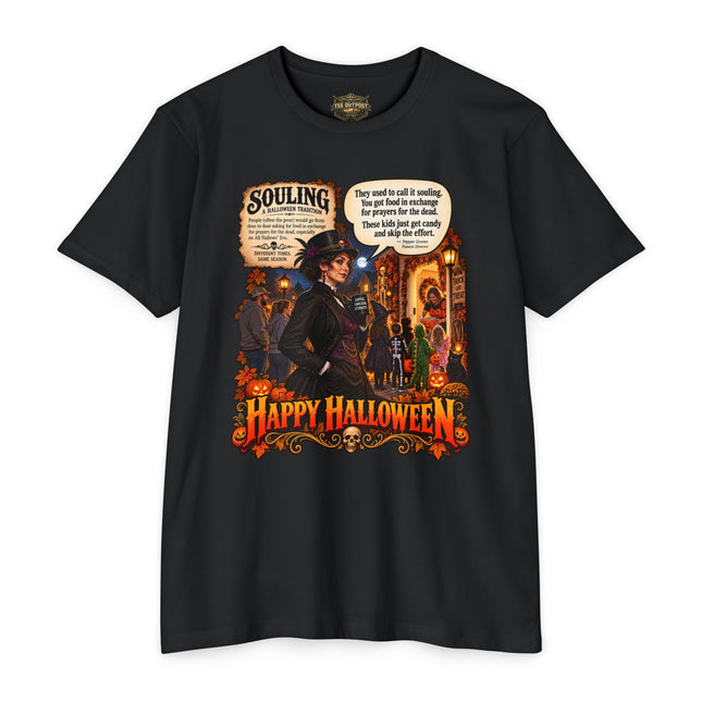 Souling Halloween Tradition – Pepper Graves Funny Halloween T-Shirt