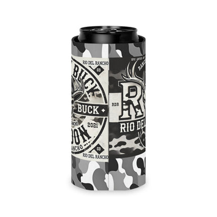 Premium Can Cooler - Rio Del Rancho & Angry Buck Saloon Logos | Customizable Edge-to-Edge Print | Fits Regular and Slim Cans