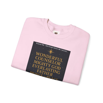 Isaiah 9:6 Nativity Sweatshirt – Wonderful Counselor, Mighty God, Everlasting Father, Prince of Peace – Religious Path Collection