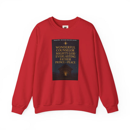 Isaiah 9:6 Nativity Sweatshirt – Wonderful Counselor, Mighty God, Everlasting Father, Prince of Peace – Religious Path Collection