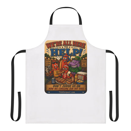 We're All Here to Help! BBQ Humor Apron – Ballpark Snorkel Collection | 5-Color Strap Apron