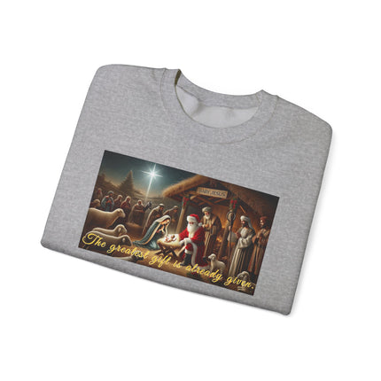 The Greatest Gift is Already Given – Christmas Sweatshirt Unisex Heavy Blend™ Crewneck Sweatshirt