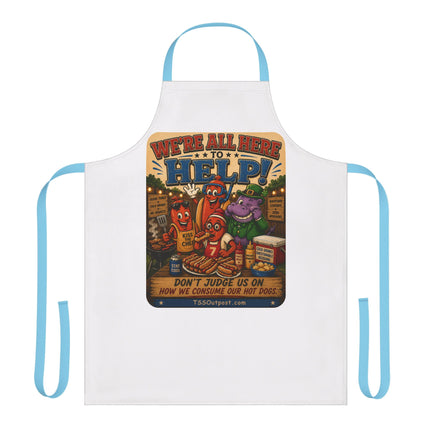 We're All Here to Help! BBQ Humor Apron – Ballpark Snorkel Collection | 5-Color Strap Apron