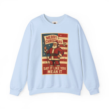Merry Christmas Revival Sweatshirt | Say It Like You Mean It | Patriotic Holiday Crewneck by Trend Store Stop
