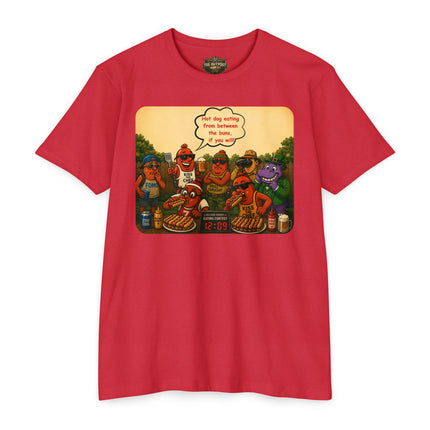 Ballpark Snorkel™ Hot Dog Eating Contest T-Shirt | Backyard BBQ Humor Tee Unisex CVC Jersey T-shirt