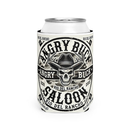 Custom Neoprene Can Cooler Sleeve with Rio Del Rancho & Angry Buck Saloon Logos – Fits 12 oz Cans, Slip-Resistant & Collapsible