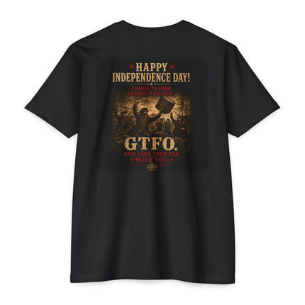 GTFO. And Take Your Tea With You. | Patriotic Historical Satire T-Shirt | Unisex CVC Jersey T-shirt