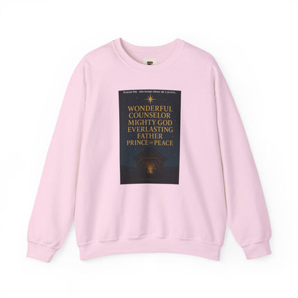 Isaiah 9:6 Nativity Sweatshirt – Wonderful Counselor, Mighty God, Everlasting Father, Prince of Peace – Religious Path Collection