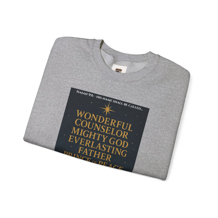 Isaiah 9:6 Nativity Sweatshirt – Wonderful Counselor, Mighty God, Everlasting Father, Prince of Peace – Religious Path Collection