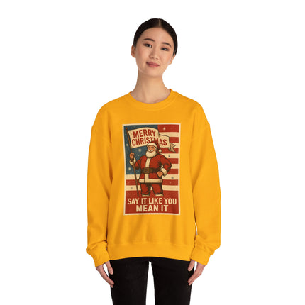 Merry Christmas Revival Sweatshirt | Say It Like You Mean It | Patriotic Holiday Crewneck by Trend Store Stop