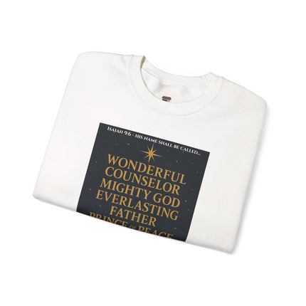 Isaiah 9:6 Nativity Sweatshirt – Wonderful Counselor, Mighty God, Everlasting Father, Prince of Peace – Religious Path Collection