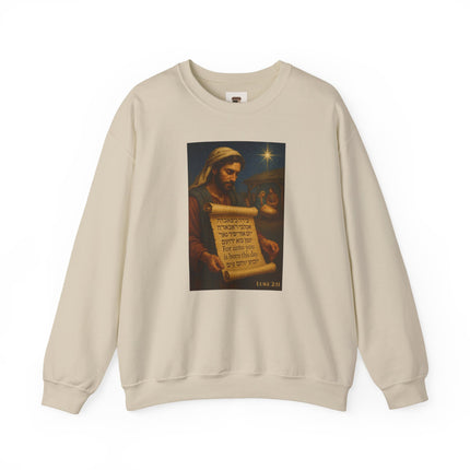 Luke 2:11 Nativity Scroll Sweatshirt – For Unto You Is Born This Day – Religious Path Collection