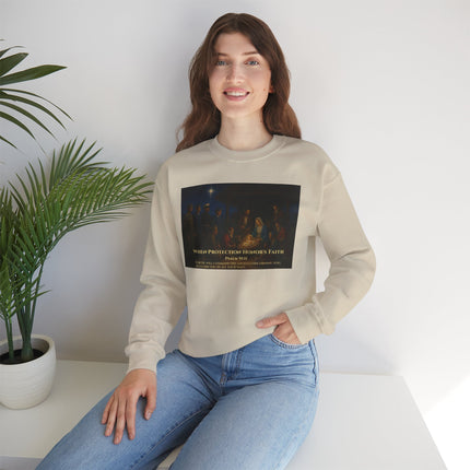 Military Nativity Sweatshirt – When Protection Honors Faith – Psalm 91:11 – Religious Path & Harper Collection