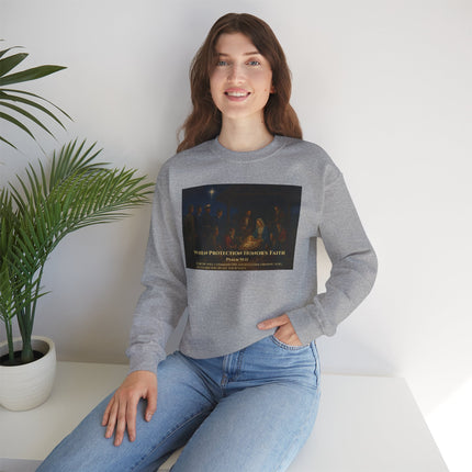 Military Nativity Sweatshirt – When Protection Honors Faith – Psalm 91:11 – Religious Path & Harper Collection