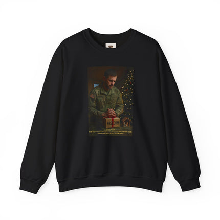 Religious Path Nativity Sweatshirt – Merry Christmas Back Print – Harper Military Edition – Christian Christmas Crewneck
