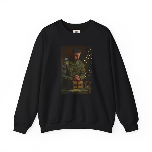 Religious Path Nativity Sweatshirt – Merry Christmas Back Print – Harper Military Edition – Christian Christmas Crewneck