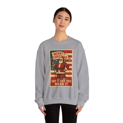 Merry Christmas Revival Sweatshirt | Say It Like You Mean It | Patriotic Holiday Crewneck by Trend Store Stop