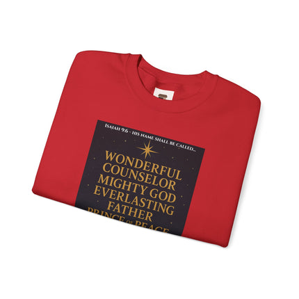 Isaiah 9:6 Nativity Sweatshirt – Wonderful Counselor, Mighty God, Everlasting Father, Prince of Peace – Religious Path Collection