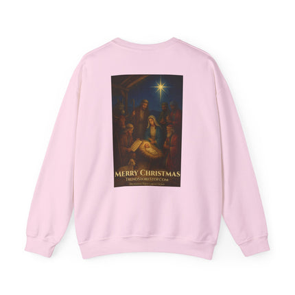 Religious Path Nativity Sweatshirt – Merry Christmas Back Print – Harper Military Edition – Christian Christmas Crewneck