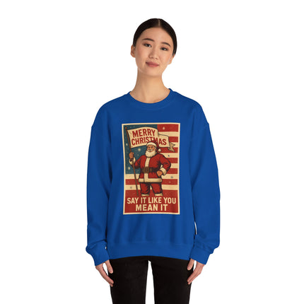 Merry Christmas Revival Sweatshirt | Say It Like You Mean It | Patriotic Holiday Crewneck by Trend Store Stop