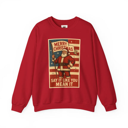 Merry Christmas Revival Sweatshirt | Say It Like You Mean It | Patriotic Holiday Crewneck by Trend Store Stop