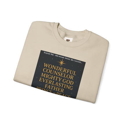 Isaiah 9:6 Nativity Sweatshirt – Wonderful Counselor, Mighty God, Everlasting Father, Prince of Peace – Religious Path Collection