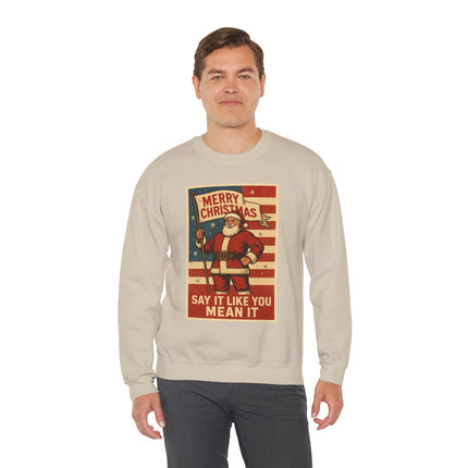 Merry Christmas Revival Sweatshirt | Say It Like You Mean It | Patriotic Holiday Crewneck by Trend Store Stop