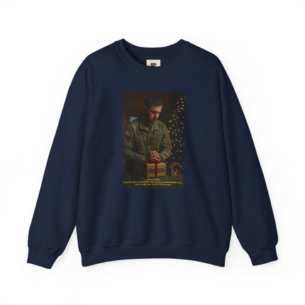Religious Path Nativity Sweatshirt – Merry Christmas Back Print – Harper Military Edition – Christian Christmas Crewneck