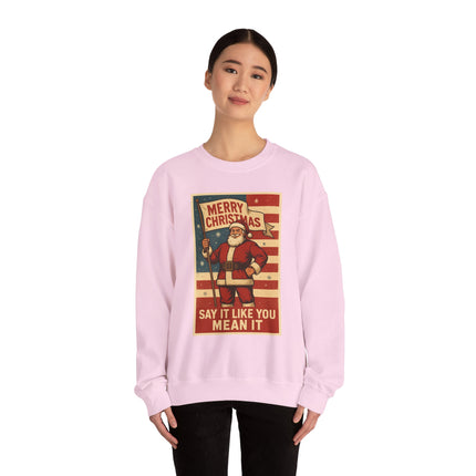 Merry Christmas Revival Sweatshirt | Say It Like You Mean It | Patriotic Holiday Crewneck by Trend Store Stop