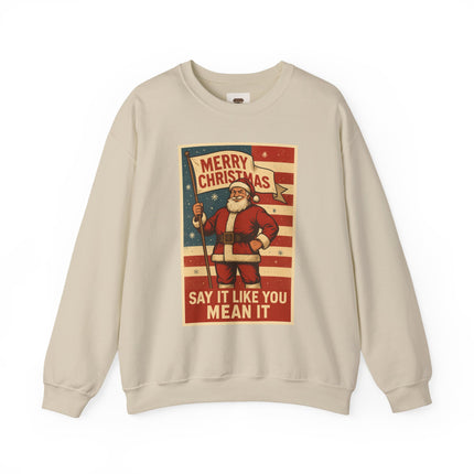 Merry Christmas Revival Sweatshirt | Say It Like You Mean It | Patriotic Holiday Crewneck by Trend Store Stop