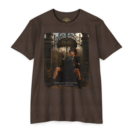 Pepper May Wait For You. Death Will Not. | Dark Humor Unisex Graphic T-Shirt