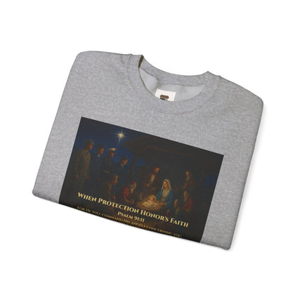 Military Nativity Sweatshirt – When Protection Honors Faith – Psalm 91:11 – Religious Path & Harper Collection