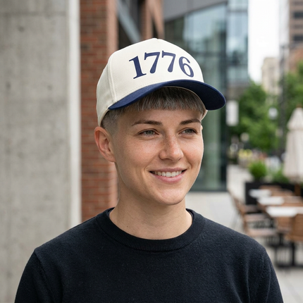 1776 Embroidered Two-Tone Hat – Patriotic Snapback Cap Frame Two-Tone Cap