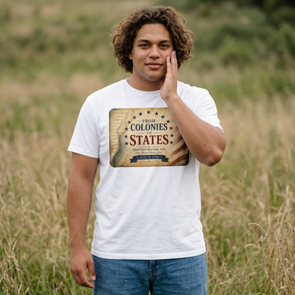 From Colonies to States – 1776 Patriotic July 4th Shirt = Unisex CVC Jersey T-shirt