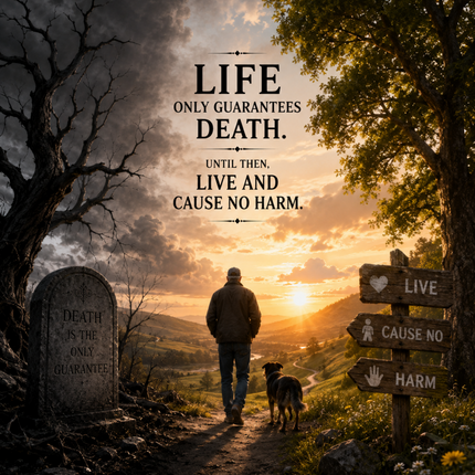 Life Guarantees Death – Until Then, Live and Cause No Harm | Harper Collection T-Shirt | Unisex CVC Jersey T-shirt