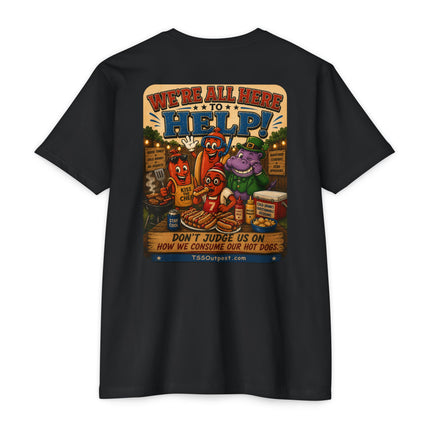Ballpark Snorkel™ Hot Dog Eating Contest T-Shirt | Backyard BBQ Humor Tee Unisex CVC Jersey T-shirt