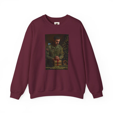 Religious Path Nativity Sweatshirt – Merry Christmas Back Print – Harper Military Edition – Christian Christmas Crewneck