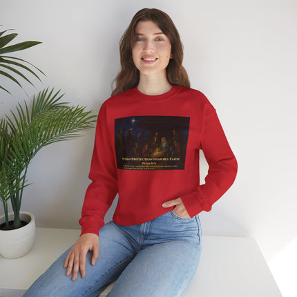 Military Nativity Sweatshirt – When Protection Honors Faith – Psalm 91:11 – Religious Path & Harper Collection