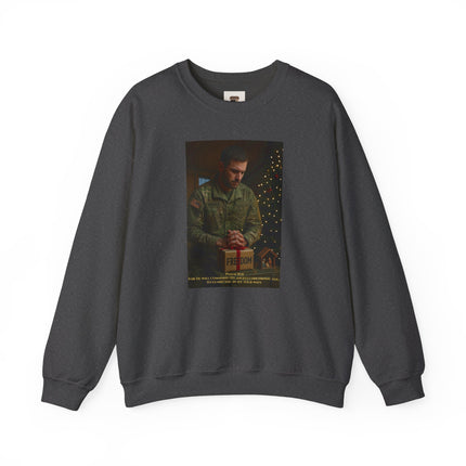 Religious Path Nativity Sweatshirt – Merry Christmas Back Print – Harper Military Edition – Christian Christmas Crewneck