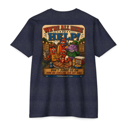 Ballpark Snorkel™ Hot Dog Eating Contest T-Shirt | Backyard BBQ Humor Tee Unisex CVC Jersey T-shirt