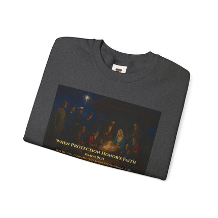 Military Nativity Sweatshirt – When Protection Honors Faith – Psalm 91:11 – Religious Path & Harper Collection