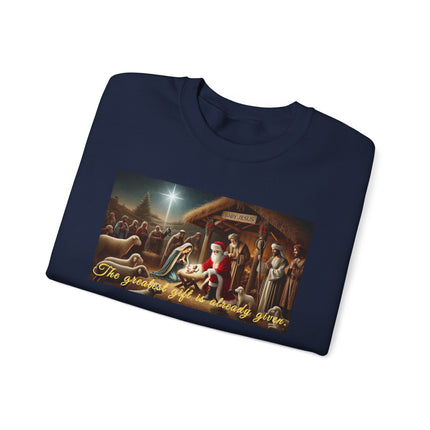 The Greatest Gift is Already Given – Christmas Sweatshirt Unisex Heavy Blend™ Crewneck Sweatshirt